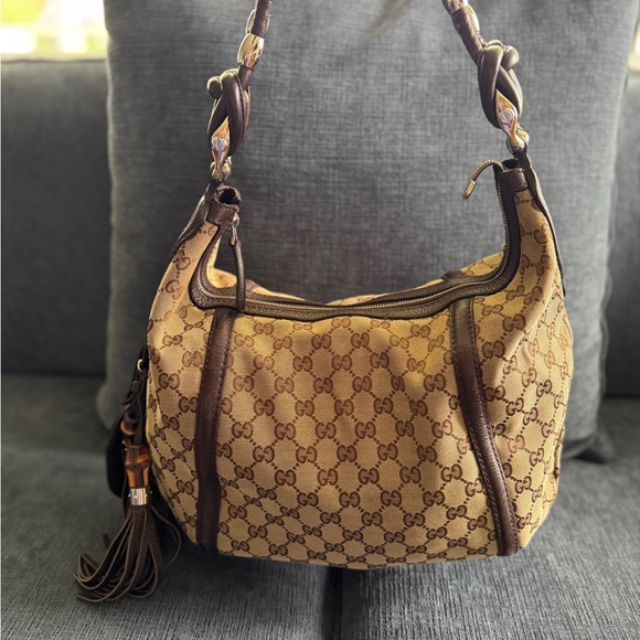 Gucci Handbags - Gucci Beige and Brown Shoulder Bag